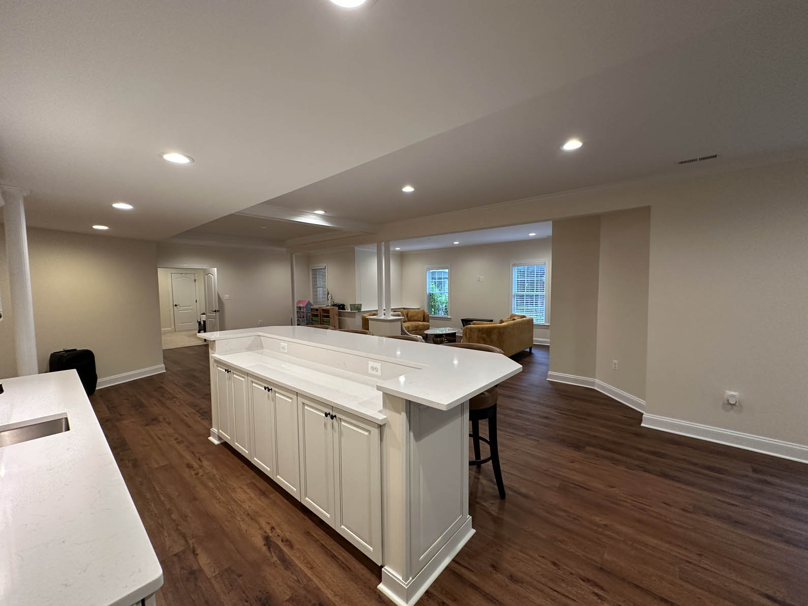 wet bar in a basement 